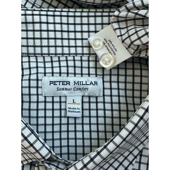 PeterMillar|LS Summer Comfort Button Up|Black/White Plaid|SZ‎ L - Picture 6 of 7